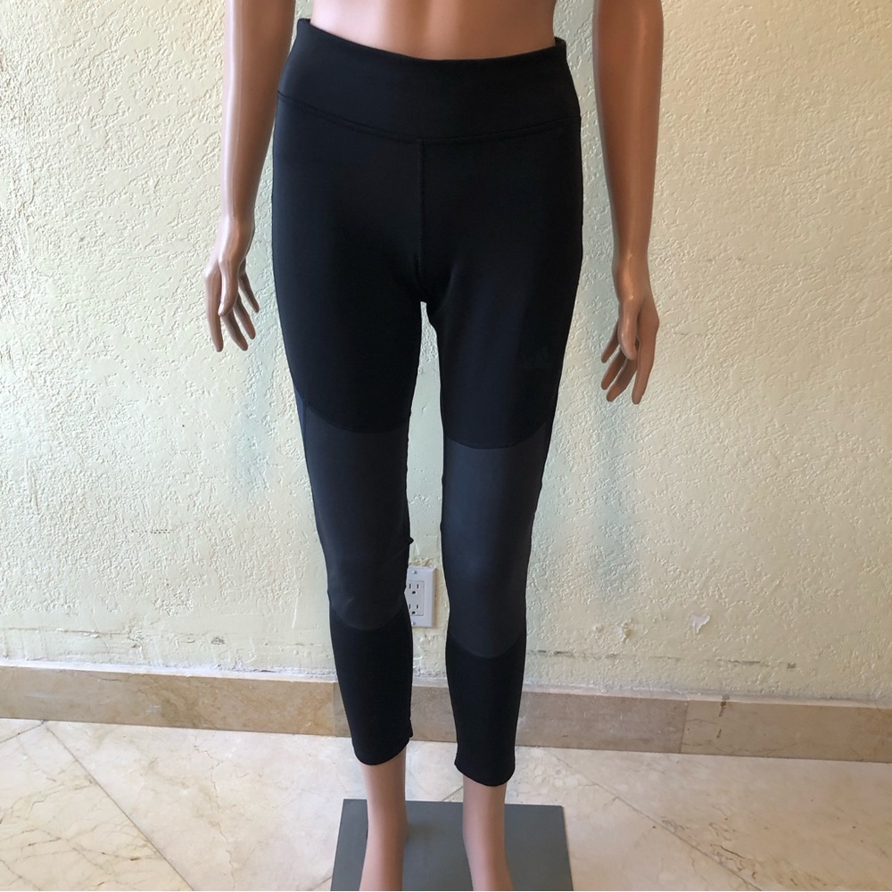 Adidas Patched Women’s Size M Black Leggings Activewear Yoga Pants Stretchy